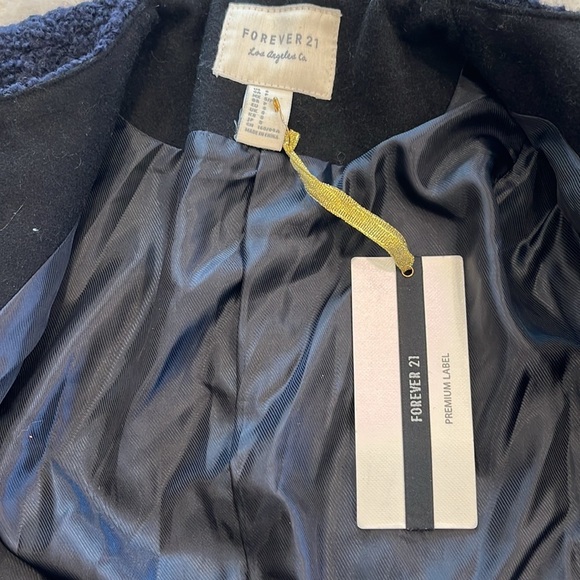 NEW Forever 21 Premium Label | Wool Boucle Jacket | Navy Blue | Small - Picture 8 of 11